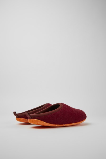 Wabi Burgundy Wool Slippers For Men Exclusive Camper