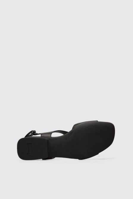 Camper Design Casi Myra Black Women's Textile T-Strap Sandal