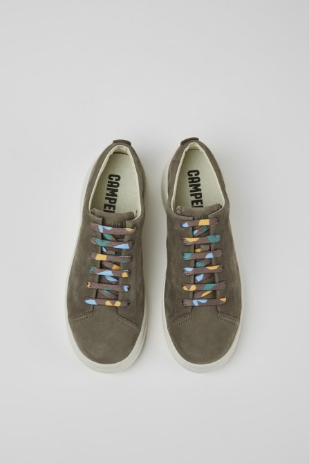 Design Runner Up Brown-Gray Nubuck Sneakers For Women Camper