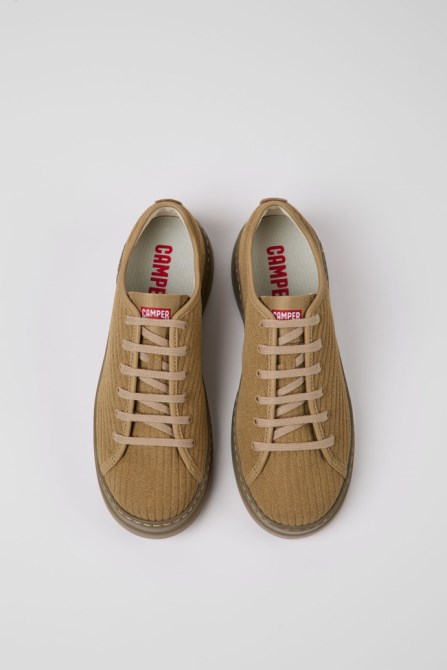 Runner Up Beige Recycled Leather Sneakers For Women Camper New Arrivals