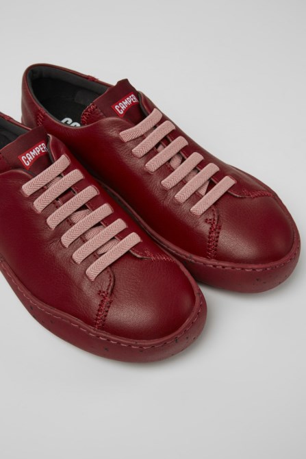 Camper Design Peu Touring Burgundy Leather Sneakers For Women