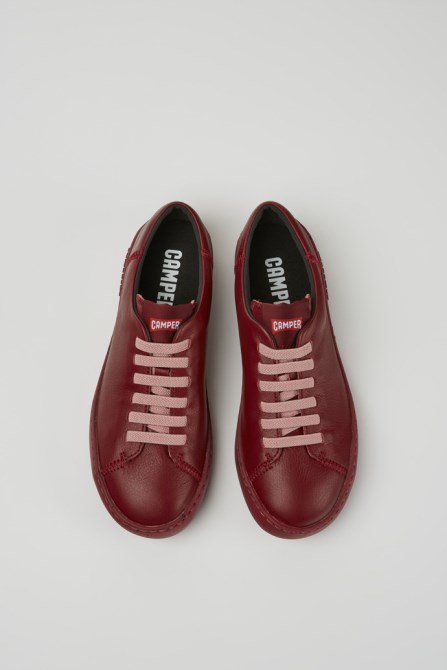 Camper Design Peu Touring Burgundy Leather Sneakers For Women
