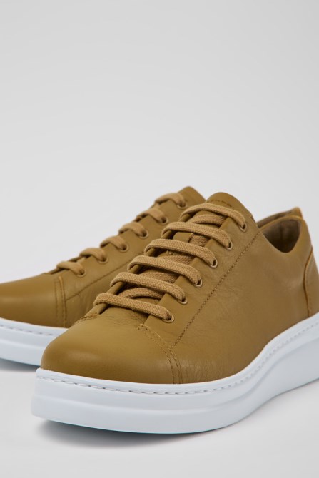 Design Runner Up Brown Leather Sneakers For Women Camper