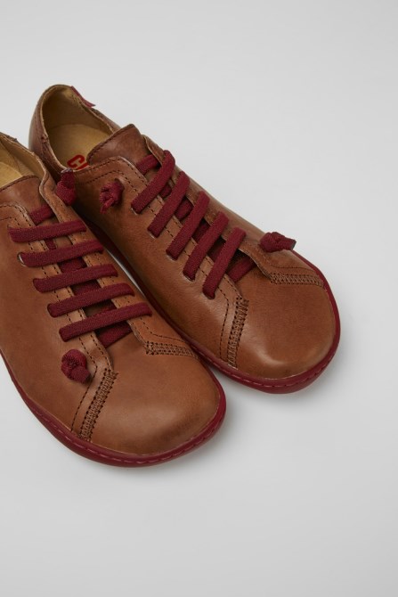 Camper Peu Brown Leather Shoes For Women New Arrivals