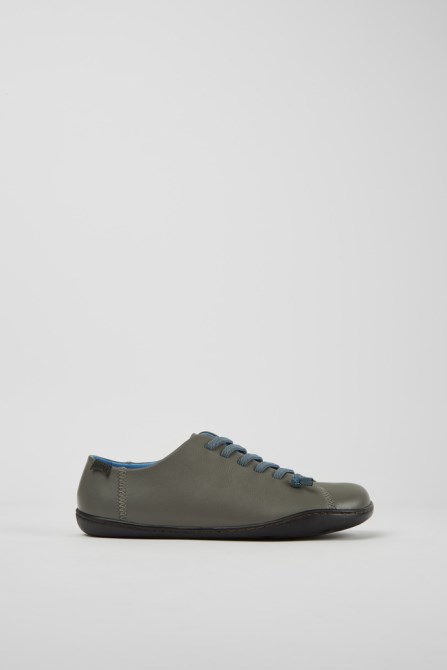 Design Peu Gray Leather Shoes For Women Camper