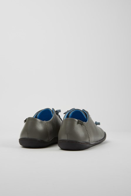 Design Peu Gray Leather Shoes For Women Camper