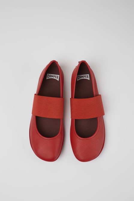 Camper Design Right Red Leather Shoes For Women