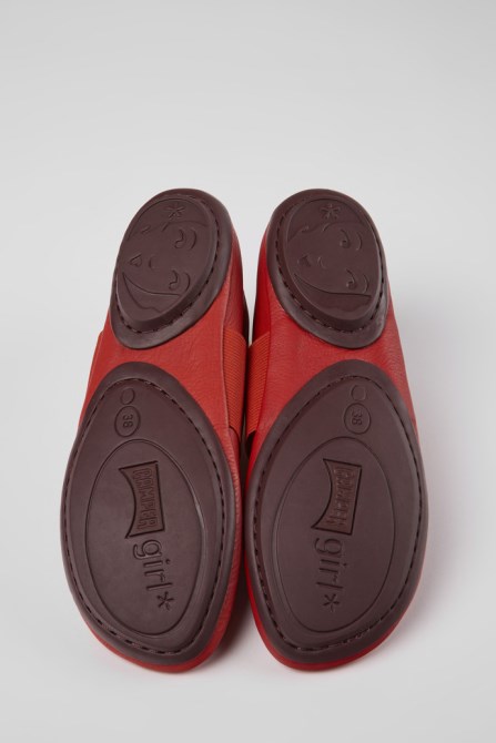 Camper Design Right Red Leather Shoes For Women