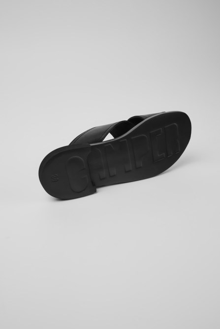 Design Edy Black Leather Sandals For Women Camper