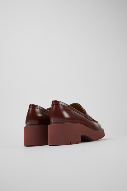 Camper Design Milah Burgundy Leather Loafers For Women