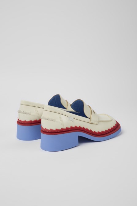 Exclusive Camper Taylor White And Red Leather Loafers For Women
