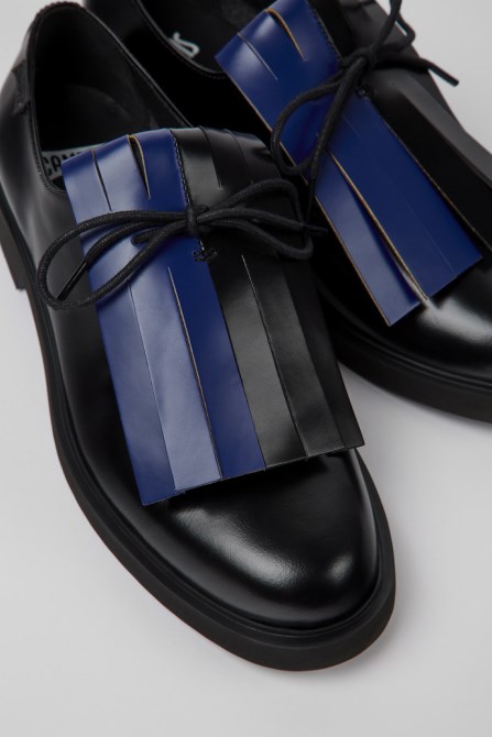 Design Twins Black And Blue Leather Shoes For Women Camper