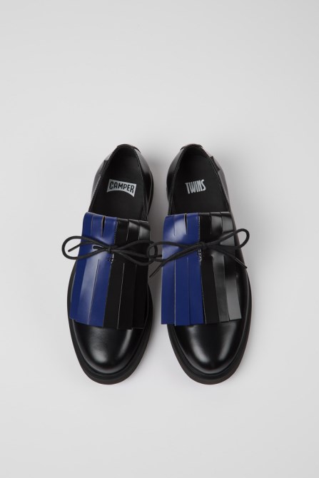 Design Twins Black And Blue Leather Shoes For Women Camper
