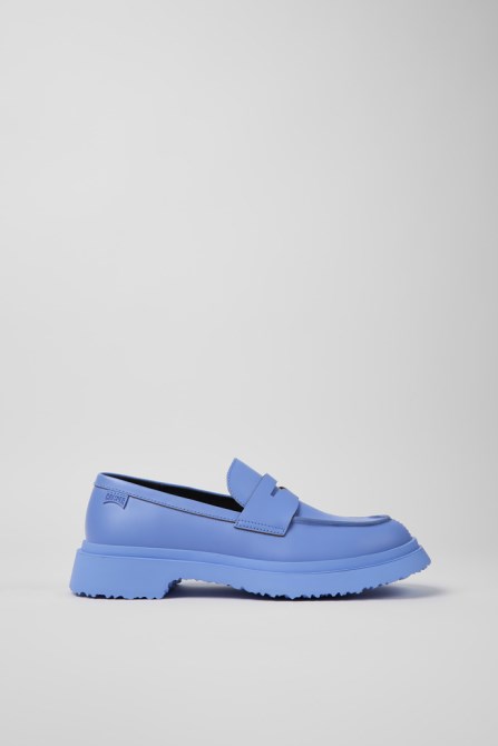 Design Walden Blue Leather Loafers For Women Camper