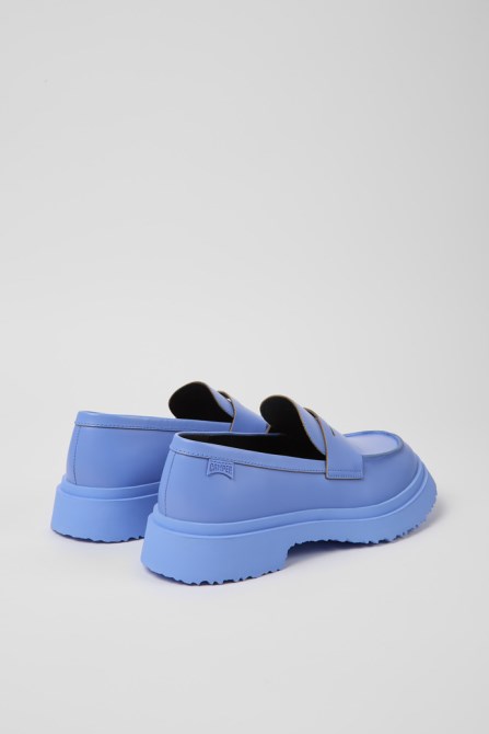 Design Walden Blue Leather Loafers For Women Camper