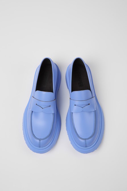 Design Walden Blue Leather Loafers For Women Camper