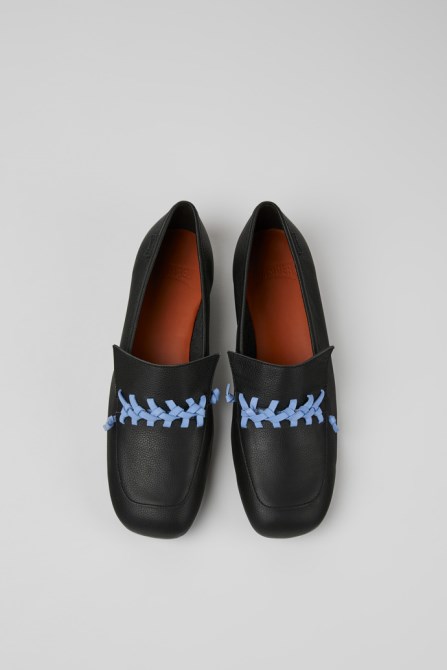 Camper Casi Myra Black And Blue Leather Loafers For Women New Arrivals