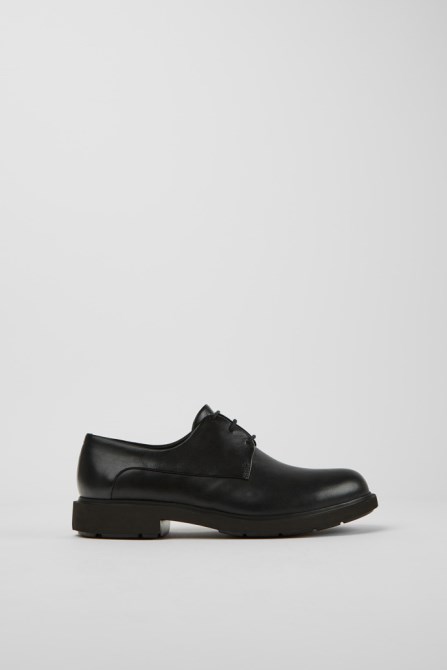 Design Neuman Black Leather Lace-Up Shoes Camper