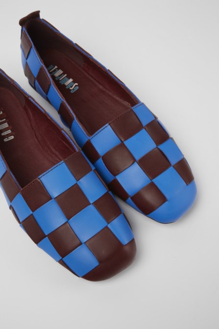 Design Twins Blue And Burgundy Leather Shoes For Women Camper