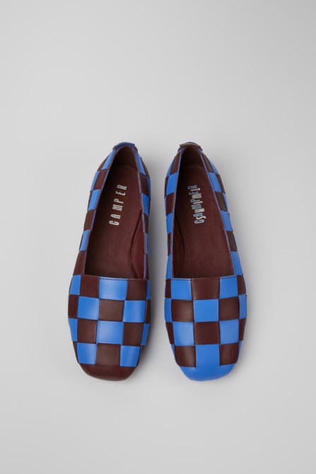 Design Twins Blue And Burgundy Leather Shoes For Women Camper