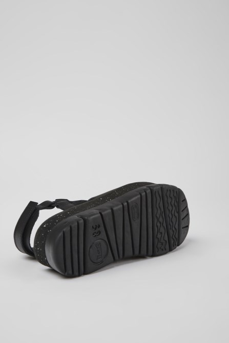 Design Oruga Up Black Leather Sandals For Women Camper