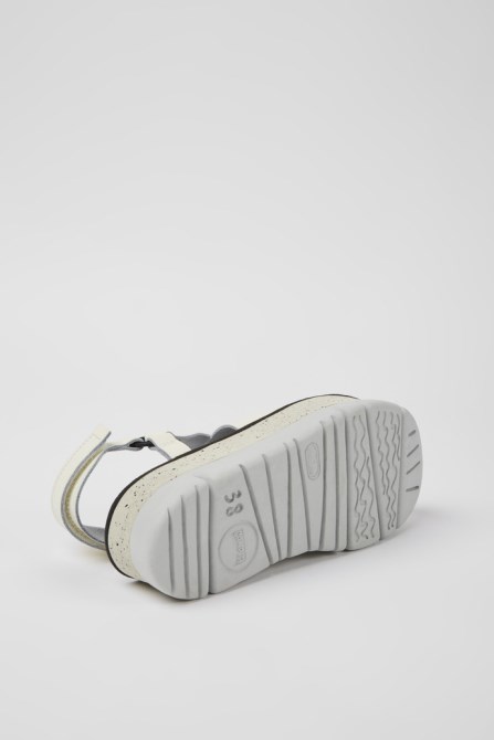 Camper Design Oruga Up White Leather Sandals For Women