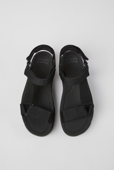 Camper Design Oruga Up Black Recycled Pet Sandals For Women