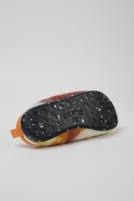 Exclusive Camper Wabi Orange Blue And White Recycled Wool Slippers For Women