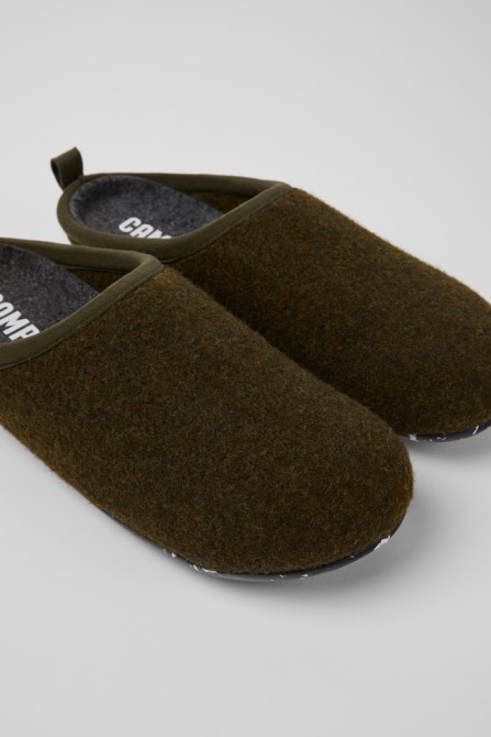 Camper Wabi Green Wool Slippers For Women New Arrivals