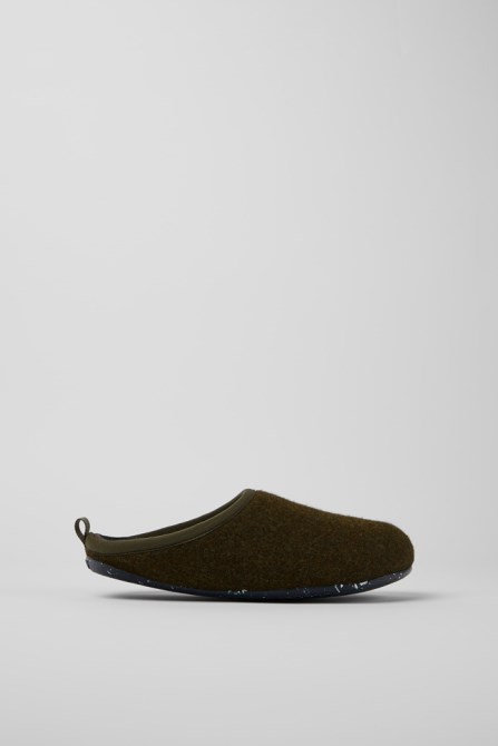 Camper Wabi Green Wool Slippers For Women New Arrivals