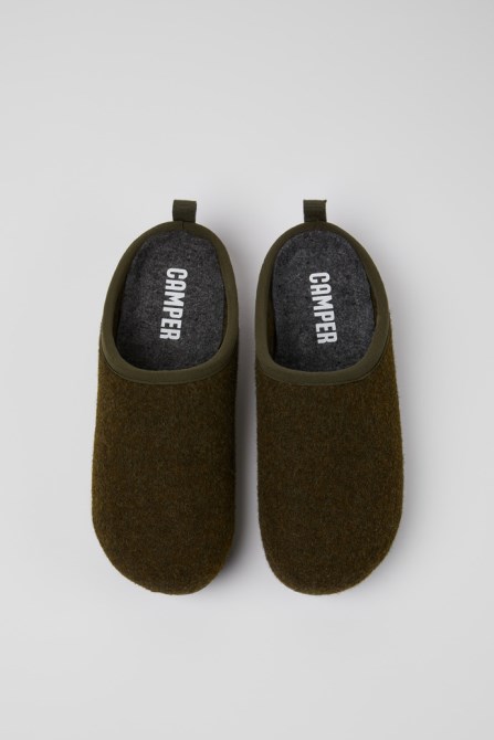 Camper Wabi Green Wool Slippers For Women New Arrivals