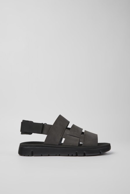 Camper Design Oruga Brown Leather And Textile Sandals For Men