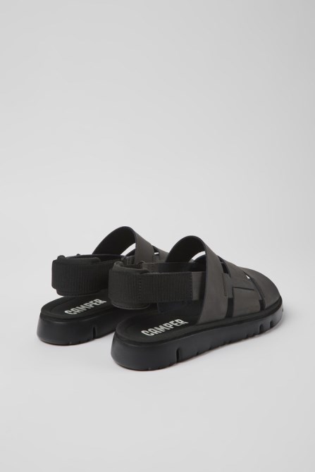 Camper Design Oruga Brown Leather And Textile Sandals For Men