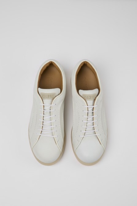 Camper Design Pelotas White Non-Dyed Leather Sneakers For Men