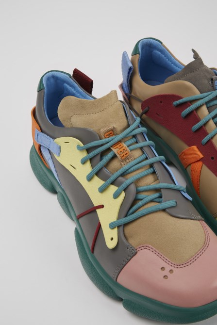 Camper Design Twins Multicolored Leather And Nubuck Sneakers For Men
