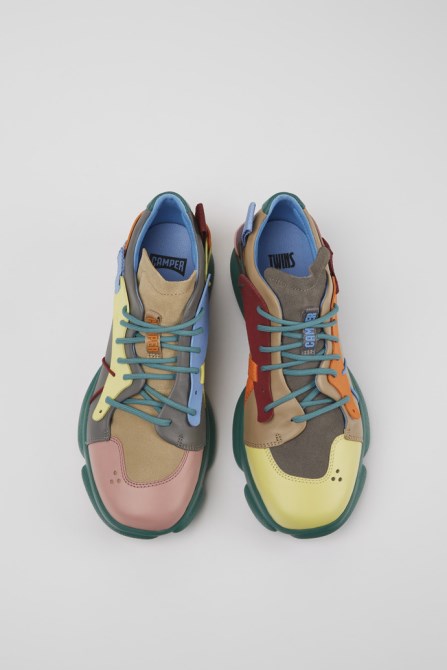 Camper Design Twins Multicolored Leather And Nubuck Sneakers For Men