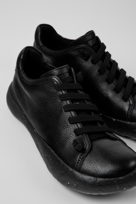 Design Peu Stadium Black Leather Sneakers For Men Camper