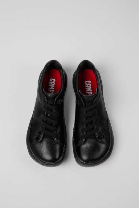 Design Peu Stadium Black Leather Sneakers For Men Camper