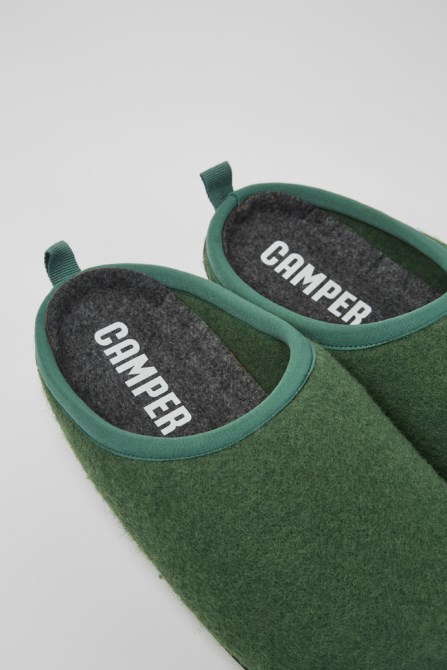 Wabi Green Wool Slippers For Men Camper New Arrivals
