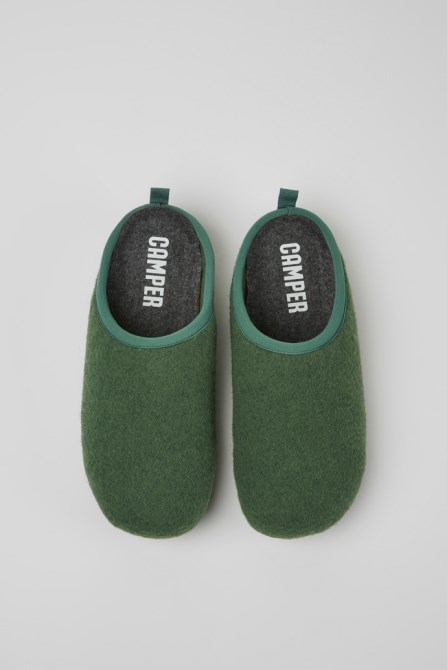 Wabi Green Wool Slippers For Men Camper New Arrivals