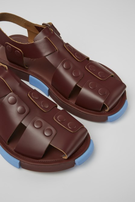 Camper Design Set Burgundy Leather Sandals For Men