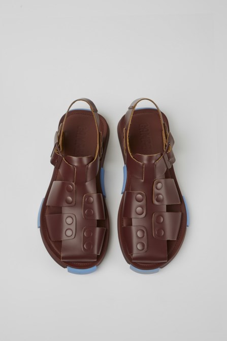 Camper Design Set Burgundy Leather Sandals For Men